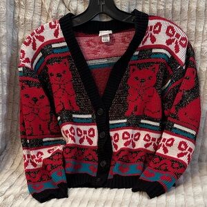 Bobby Socks Cat Patterned Cardigan